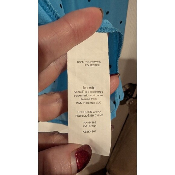 Kensie Blue with black polkadot long sleeve button down sz S Retro Career Office - Picture 3 of 3